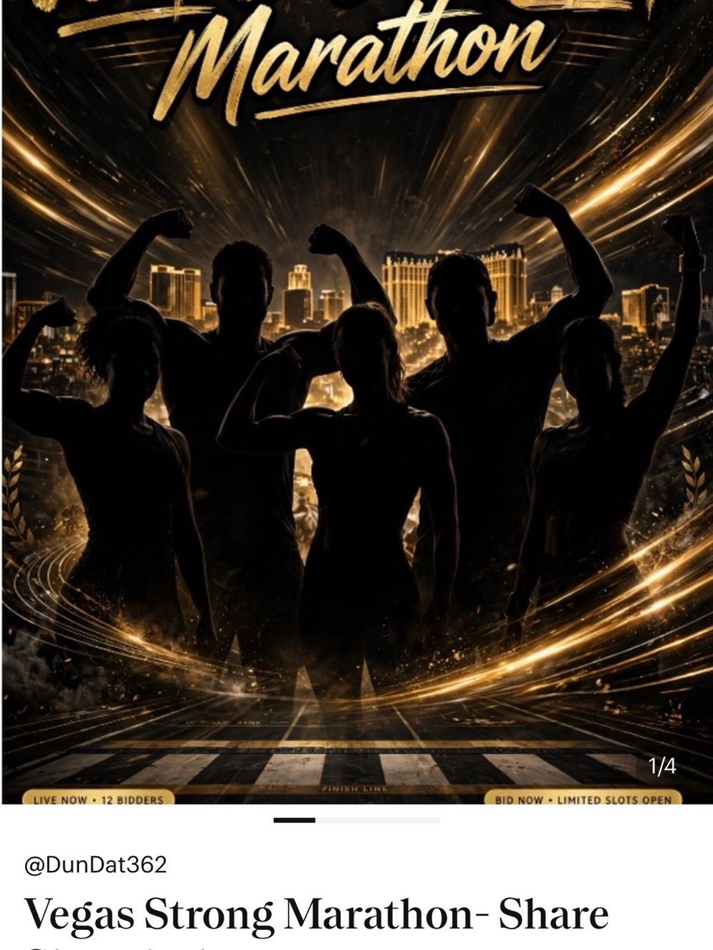Vegas Strong Marathon Poster - Black and Gold Motivational Art